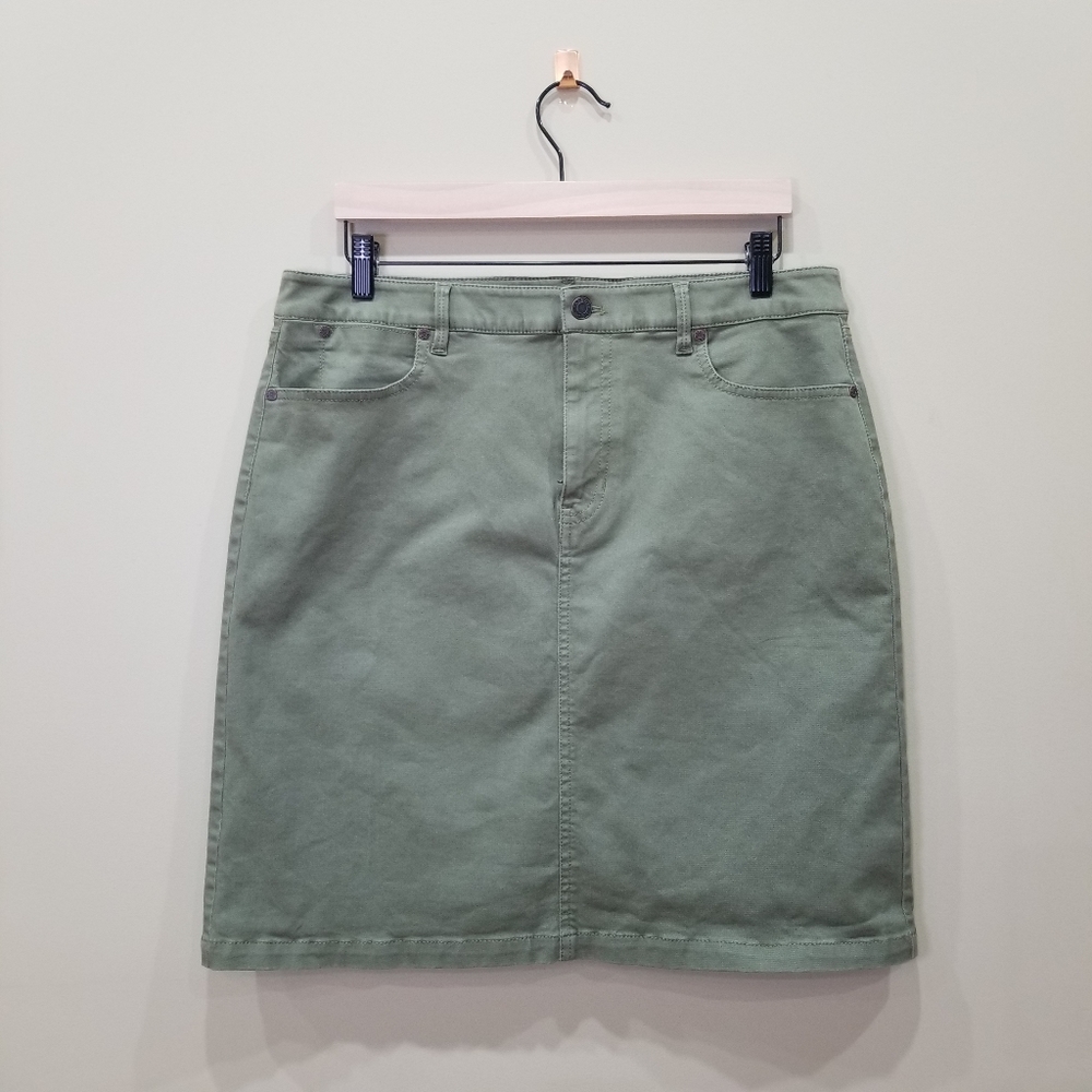 Talbots Olive Denim A-line Skirt